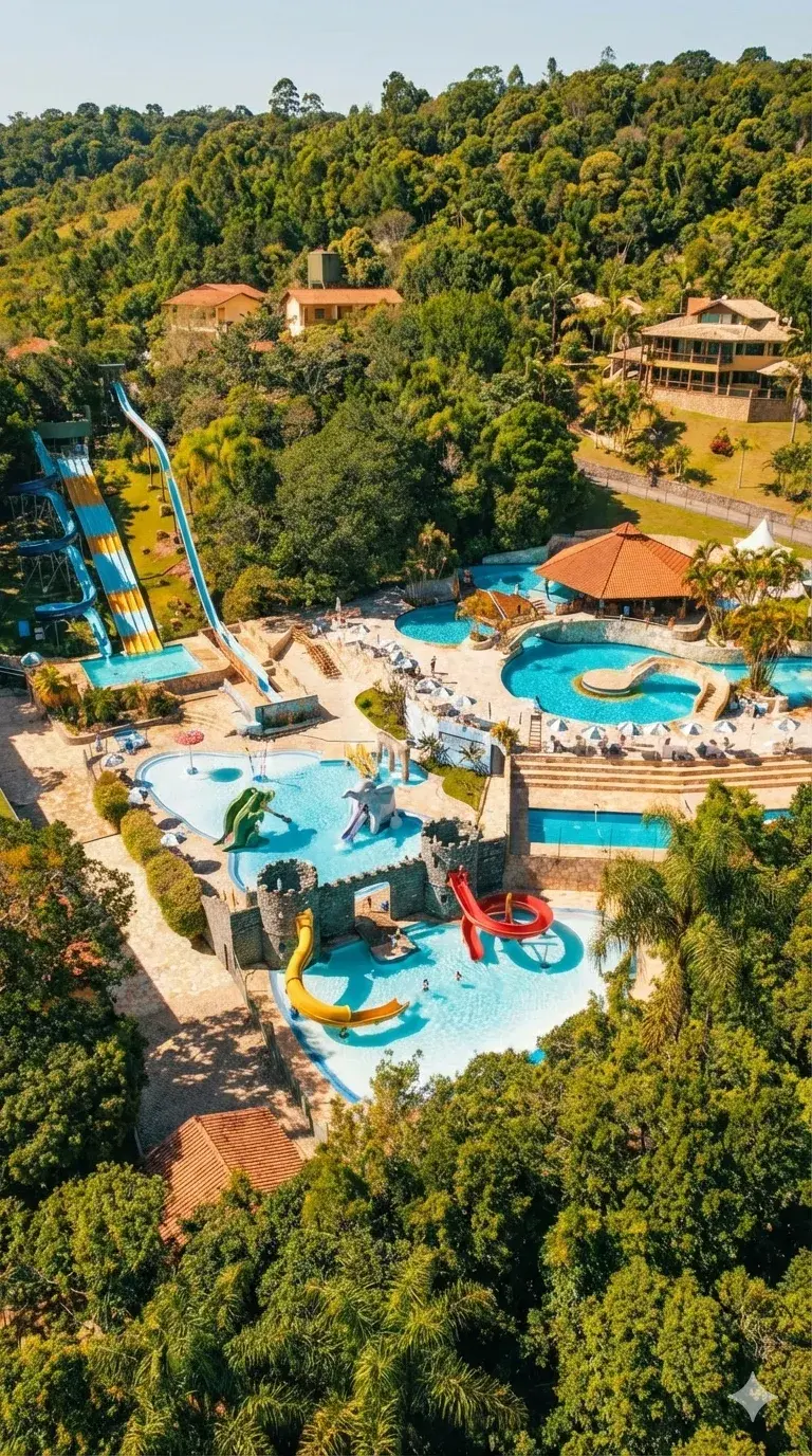Vista aerea do parque aquatico do Aguas de Palmas Resort
